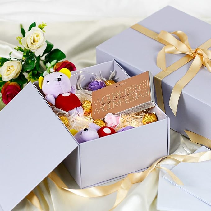 MOYEUPAC Purple Gift Box,9" X 7" X 4" with Lids for Presents Magnetic Closure Gift Packaging for Christmas, Halloween, Birthday and Various Holidays