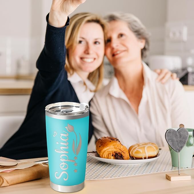 Personalized Tumbler with Pictures Text Name, Custom Double Wall Insulated Tumbler, 20oz Coffee cups with lid and straw, Personalized Christma Birthday Gifts for Women Men (made in USA)