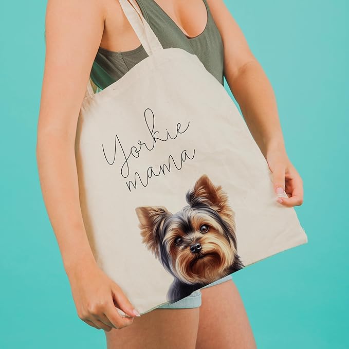 Dog Mama Tote Bag – Cute Dog Lover Canvas Bag, Reusable Shopping Shoulder Bag for Women, Pet Mom Gift,