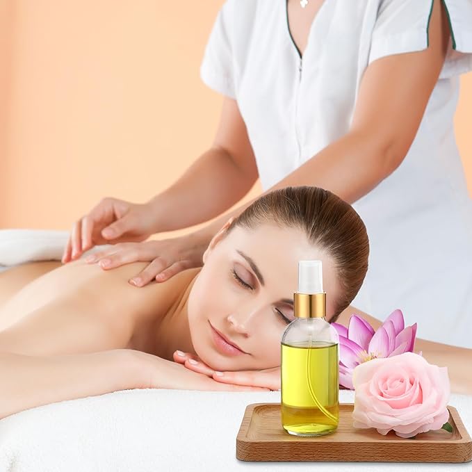 Fumete 36 Pcs Glass Spray Bottles 4oz Fine Mist Glass Spray Bottle Refillable Liquid Containers with 6 Labels 6 Funnel for Hair Travel Plants Cleaning Solutions Skin Care(Clear,Simple)