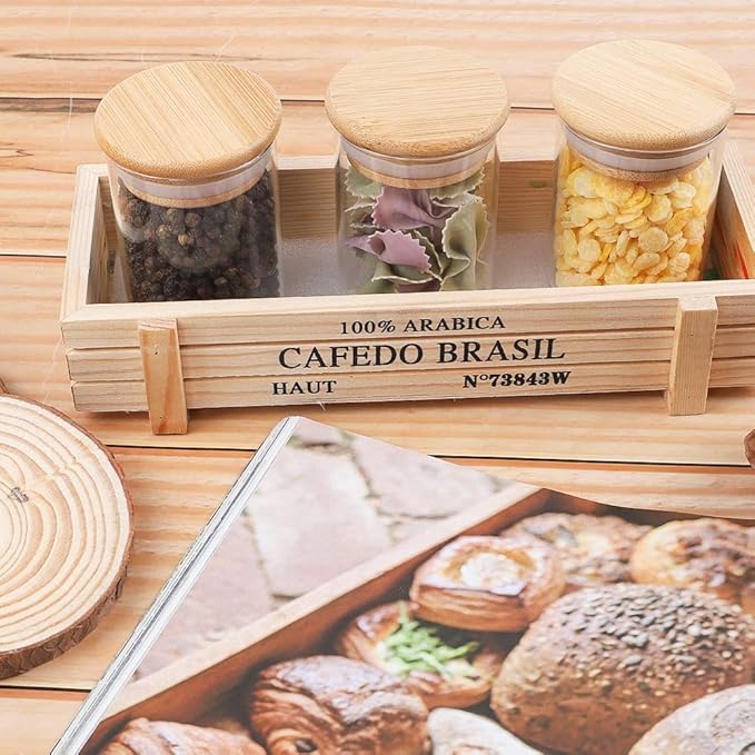 20 Pcs Glass Spice Jars with Airtight Bamboo Lids, Labels and Pen, 2.5oz Mini Clear Food Storage Containers for the Pantry, Kitchen Canisters for Tea, Herbs, Sugar, Salt, Coffee and More