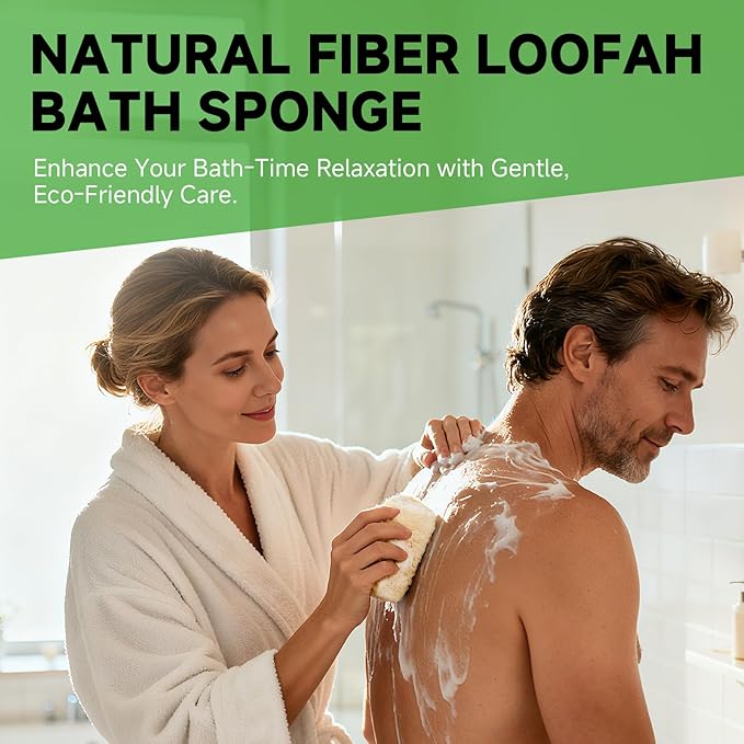 Natural & Biodegradable Loofah Bath Sponge - Deep Exfoliation for Soft Skin, Eco-Friendly Body Scrubber,Shower Loofah Exfoliator & Multipurpose Cleaner (Pack of 4)