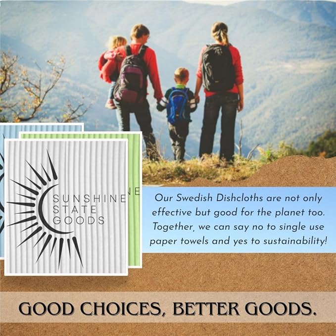 Swedish Dishcloths for Kitchen - Ecofriendly Reusable Paper Towels, Biodegradable Dish Cloths - Cellulose Sponge Dish Cloths for Washing Dishes - 8 Pack (Floral)