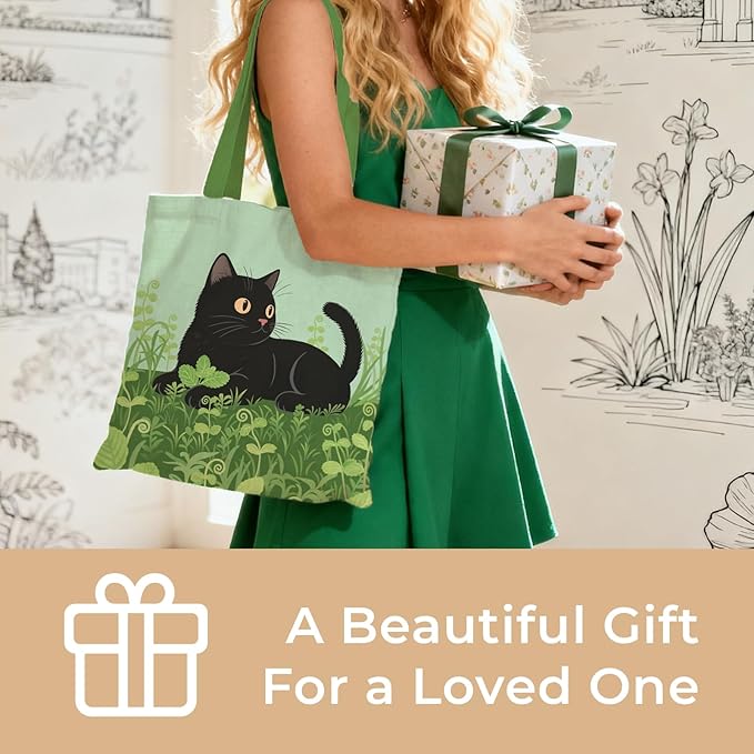 Cute Aesthetic Canvas Tote Bag for Women, Reusable Foldable Shopping Cotton Shoulder Totebag with Zipper Pocket