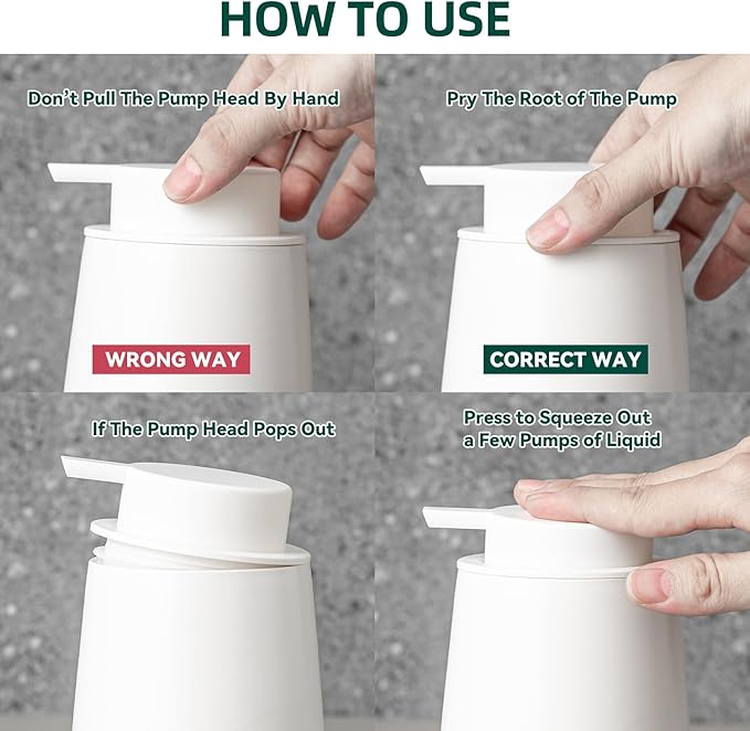 Foaming Soap Dispenser Set - 2 Pack White Ceramic Foam Hand Soap Dispenser for Bathroom, Hand Wash Dispenser Bottle with Foam Pump for Kitchen, 12 Oz Refillable Dish Soap Foam Dispenser 2 Pcs