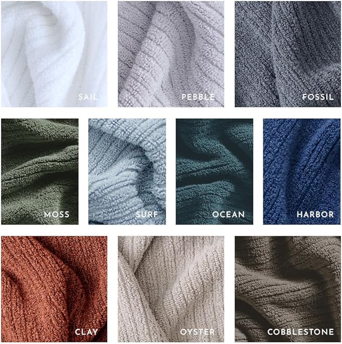 LUXOME Luxury Performance 6-Piece Bath Towel Set | Dual-Loop Design | Ultra Soft | Highly Absorbent | Quick Drying | Ocean