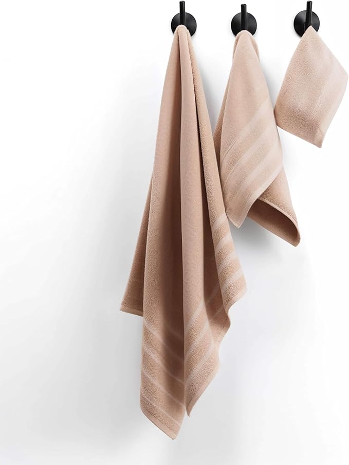 Hearth & Harbor Bath Towels for Bathroom - 100% Ring Spun Cotton Luxury Bathroom Towels - Soft & Highly Absorbent Bath Towels Set, 6 Piece Set, Beige