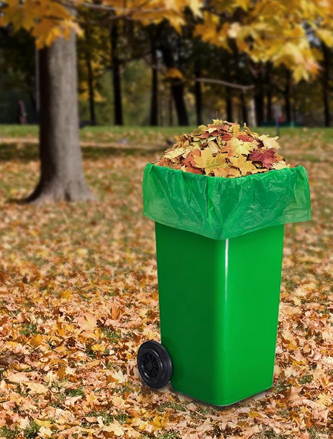 100 Count 100% Biodegradable and Compostable Trash Bags, 40-45 Gallon, 20 Microns, 38x46 Inches, Green Eco-Friendly