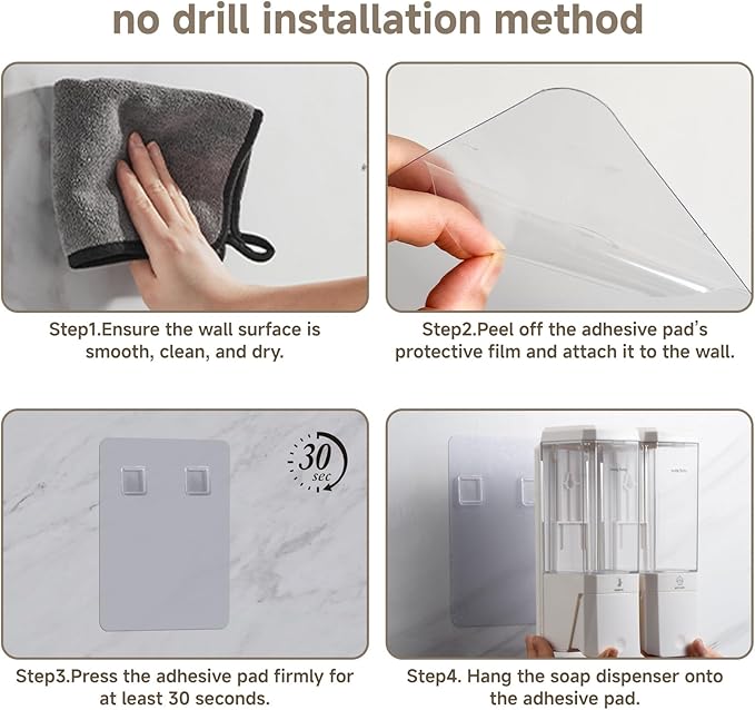 Shower Soap Dispenser Wall Mounted Shower Dispenser 2 Chamber No Drill Shampoo and Conditioner Dispenser Refillable Shampoo Dispener for Shower 2 * 500ml for Bathroom Hotel (Cream White 2 Chamber)