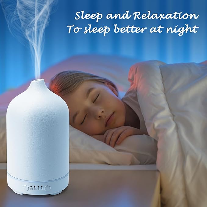 Diffuserlove Ceramic Diffuser 250ML Essential Oil Diffusers Aromatherapy Essential Oil Diffuser for Room Air Diffuser for Home Bedroom Stone Diffuser (White Big Size 250ml)