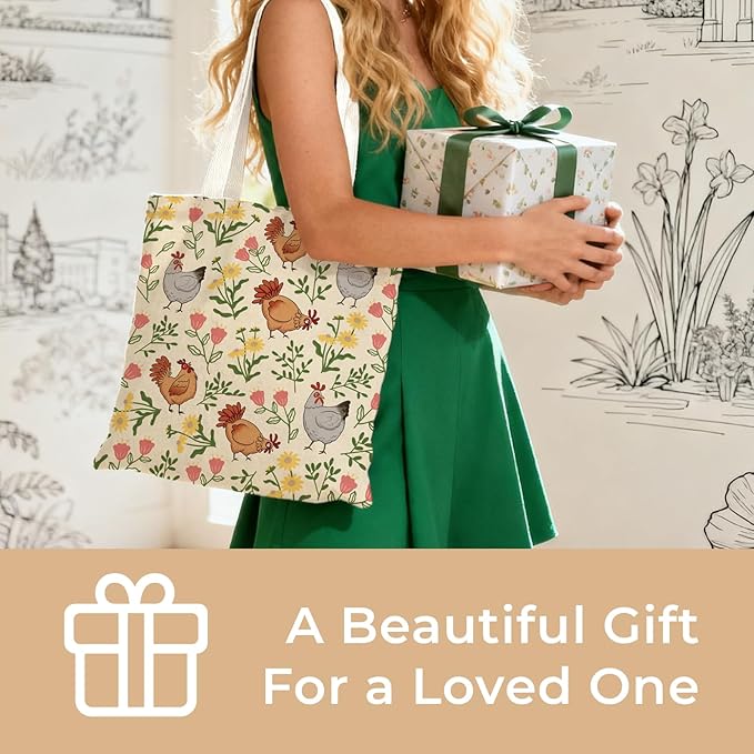 Cute Aesthetic Canvas Tote Bag for Women, Reusable Foldable Shopping Cotton Shoulder Totebag with Zipper Pocket