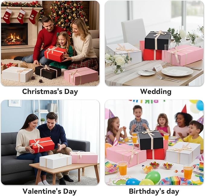 Brothersbox Red Gift Box 13.8"x9.1"x4.3" Large Gift Boxes for Presents with Magnetic Lid, Ribbon, Collapsible Boxes for Gift Packaging Mother's Day Christmas Birthday Wedding