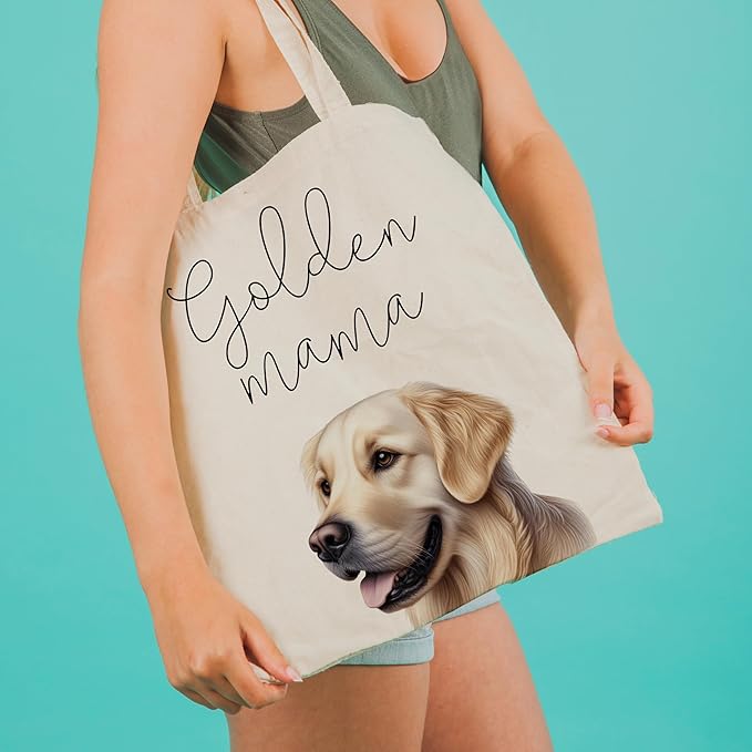 Dog Mama Tote Bag – Cute Dog Lover Canvas Bag, Reusable Shopping Shoulder Bag for Women, Pet Mom Gift,