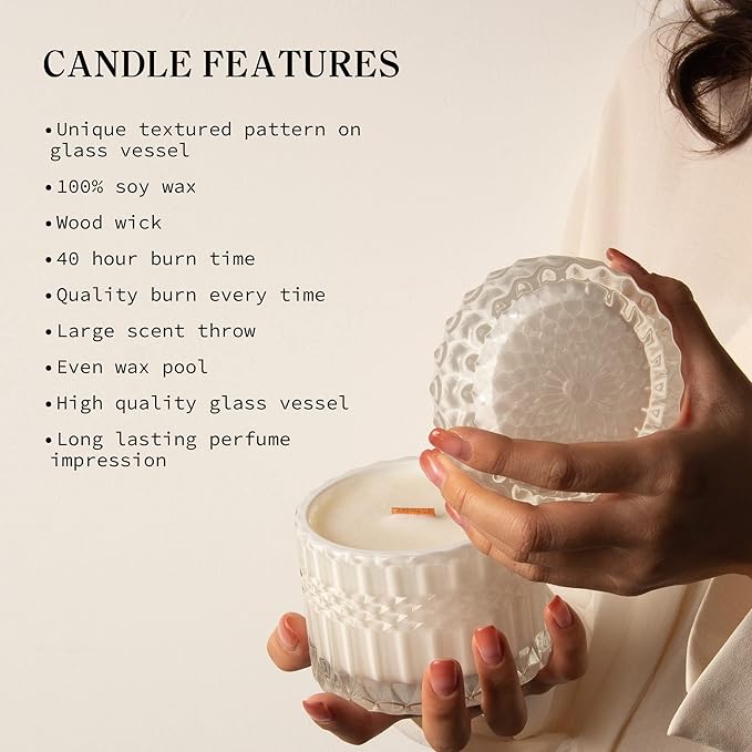 Hidden Label Sandalwood Rose Scented Candle for Home Scented, Santal Wood Wick Decorative Candles, Aromatherapy Candles for Women, Pink Soy Candles Non Toxic Candle, 7.4 oz 55 Hours Long Burn time