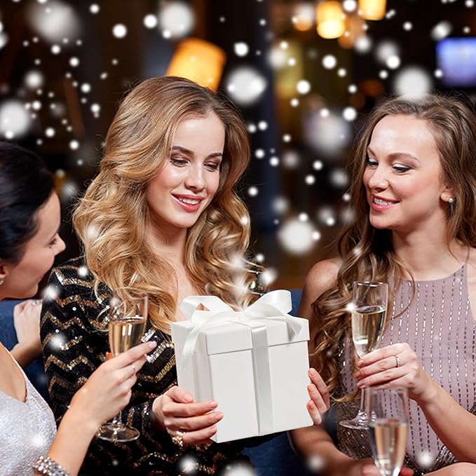 Cholemy 5 Pcs Square Nesting Boxes Decorative Gift Boxes with Lid and Ribbon Assorted Sizes Wrap for Wedding, Thanksgiving, Christmas, Anniversary, Birthday, Bridal Party(White)