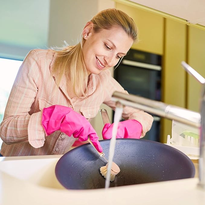 Boao Dish Brush with Beechwood Handle with 2 Replacement Heads Natural Wood Dish Scrub Brush for Washing and Cleaning Pots and Pans