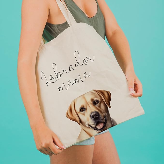 Dog Mama Tote Bag – Cute Dog Lover Canvas Bag, Reusable Shopping Shoulder Bag for Women, Pet Mom Gift,