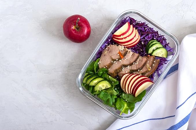 3-Pack 35 oz Borosilicate Glass Food Storage Containers with Lids, Stackable Airtight Glass Meal Prep Containers for Lunch & Leftover, BPA-Free & Leak Proof, for Microwave, Oven, Dishwasher