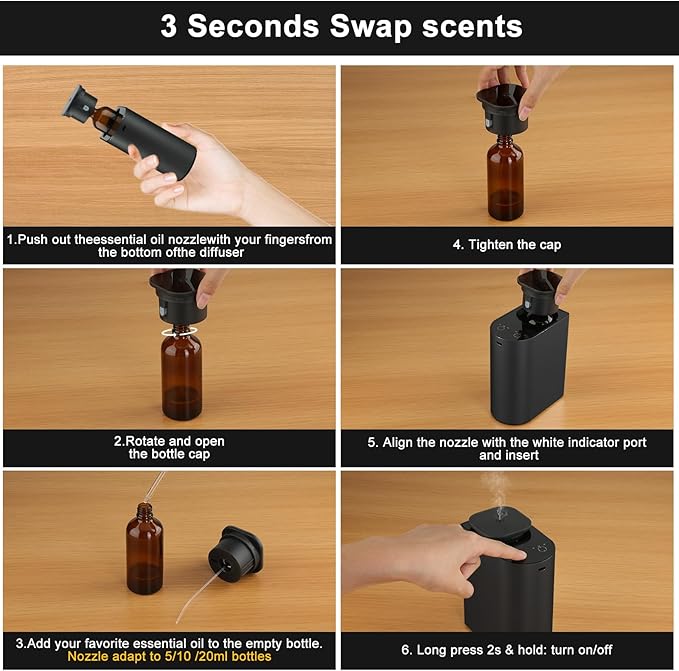 Waterless Essential Oil Diffuser,4000 mAh Large Battery, 100ml Capacity, Suitable for Hotels, Large Rooms, Offices, bedrooms,Aluminum Alloy Desktop Scent Diffuser,Covers 1000 Sq.Ft