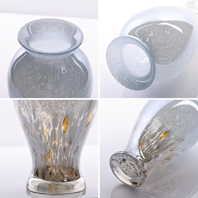 Blown Glass vase, Unique Glass vase, Colorful Bottle Decorative vase for Home Living Room Dining Table re Office Wedding entryway Desktop Decorative Flower vase. (B-W)