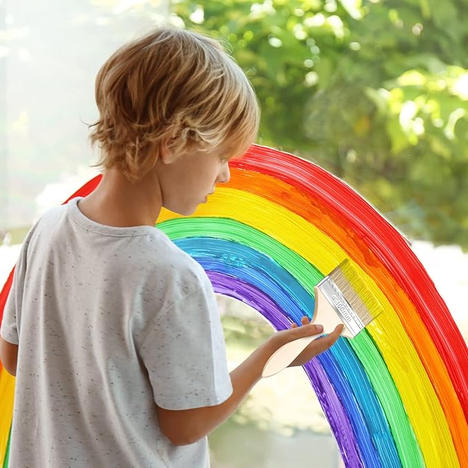 Remerry 96 Pcs 4 Inch Paint Brushes Bulk, Natural Bristle Chip Brushes with Wooden Handle, Flat Art Applicators for Wall, Furniture, Kids, Fences Details