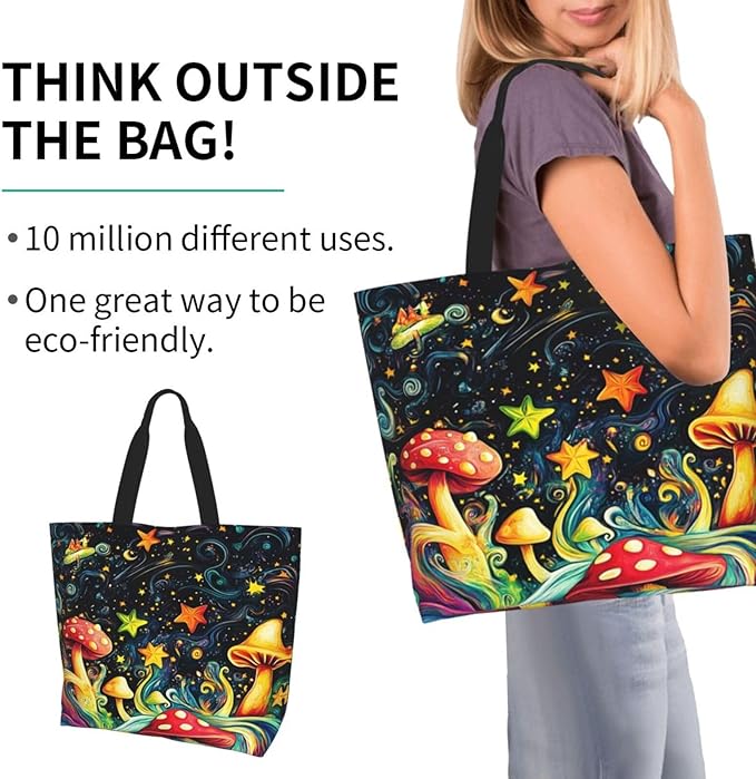 Tote Bag Shoulder Bags for Women Grocery Shopping Bag Reusable Bags Boho-Red Paisley 1