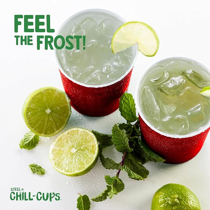 16 oz. Party Cups, Perfect for Cold Drinks, Sturdy & Durable, Disposable and 100% Recyclable, Made in USA, Red, 12 Count