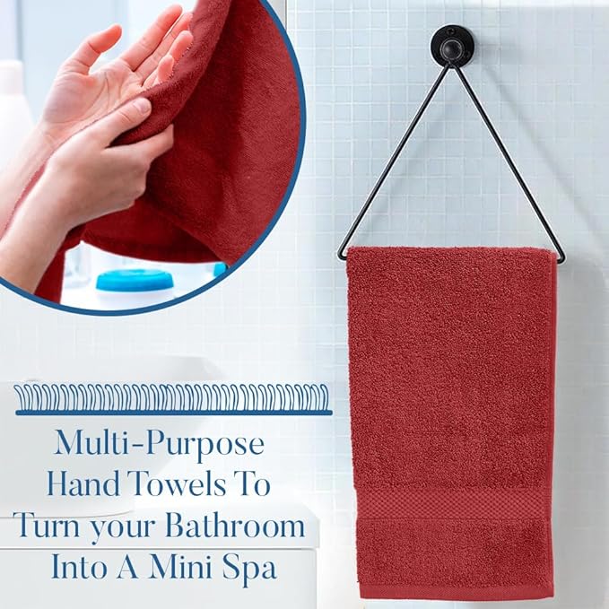 DAN RIVER 6-Pack Premium Christmas Hand Towels (16x28 Inches) - 100% Cotton, Ultra Soft, Lightweight, Highly Absorbent Towels for Bathroom, Gym, Salon, Hotel, and Travel - 550 GSM - Red & Green Combo