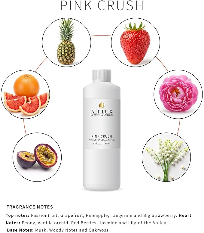 Signature Aroma Oil No. 39 Pink Crush – Passionfruit, Grapefruit, Pineapple – Aroma Oil for Cold Air & Waterless Diffusers and DIY Crafts – 180 mL, 6.1 fl oz Eco Refill Bottle
