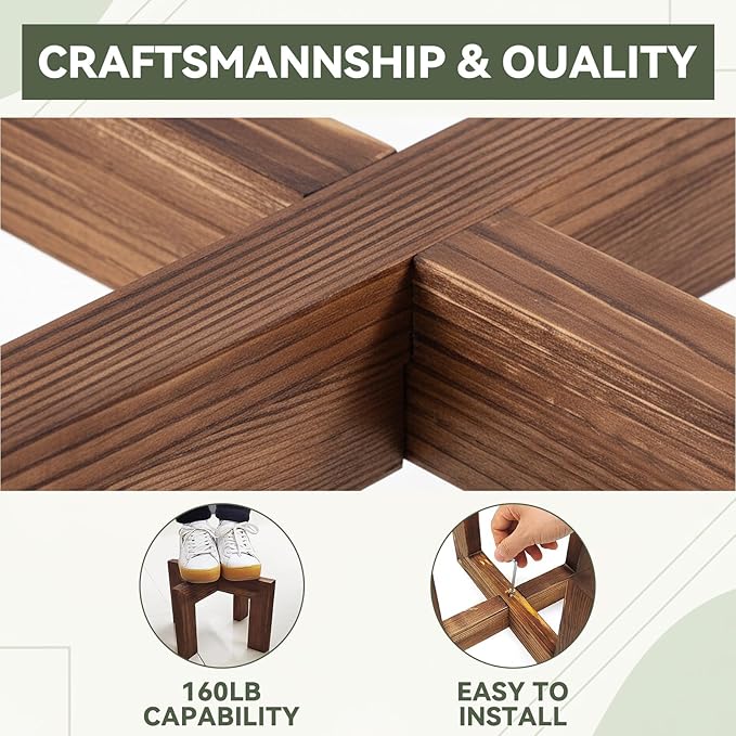 Nipyata Plant Stand Indoor, Large Wooden Plant Stands, Plant Risers for Inside Pots, Flower Stand Holder, Fit Most Size Flower Pots In Room