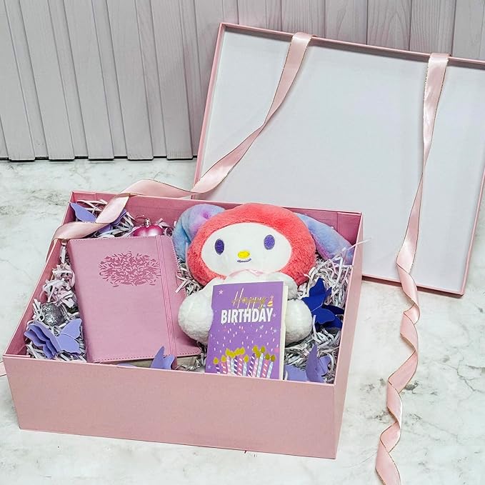 Rinrda Extra Large Gift Box 16.5x13x5.5 inches,Pink Gift Boxes with Lids for Presents,Perfect for Birthday,Valentine's Day,Christmas,Anniversaries,Contains Card,Ribbon,Shredded Paper Filler.