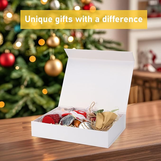 Ditwis 11.5x8.5x2.3 Inches Gift Box with Magnetic Closure Lid, White Magnetic Box for Wedding, Groomsmen Bridesmaid Proposal, Birthdays, Mother's Day, 1 Pack