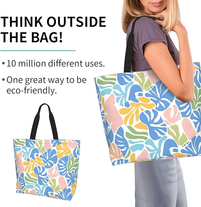 Tote Bag Shoulder Bags for Women Grocery Shopping Bag Reusable Bags Boho-Red Paisley 1