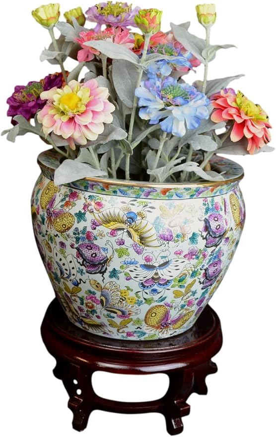 Wooden Fishbowl Display Vase Pot Planter Stand Plant Pot Display Stand (9)