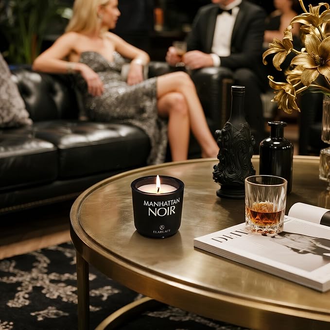 Elaralce Manhattan Noir Scented Candle | Luxury Soy Candles for Home | Gifts for Women | Fall Winter Room Decor