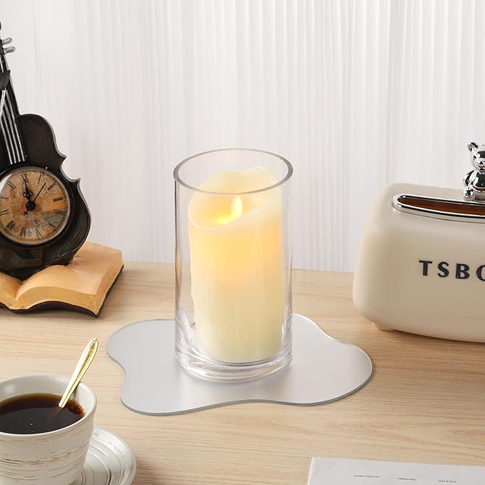 4" Wide 7" High Large Hand Blown Sturdy Clear Cylinder Glass Vase, Centerpiece Flower Vase for Rose, Tulip, Boquets, Hurricane Candle Holder (1, 4"x7")