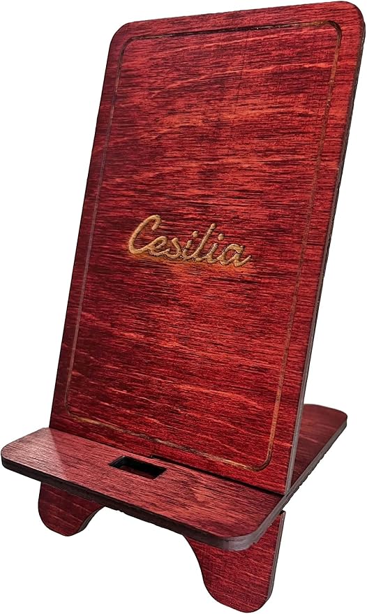 Design Your Own Phone Stand Personalized Wooden Holder Custom Name Engraved Handmade Desk and Home Accessory Gift (Only Name)