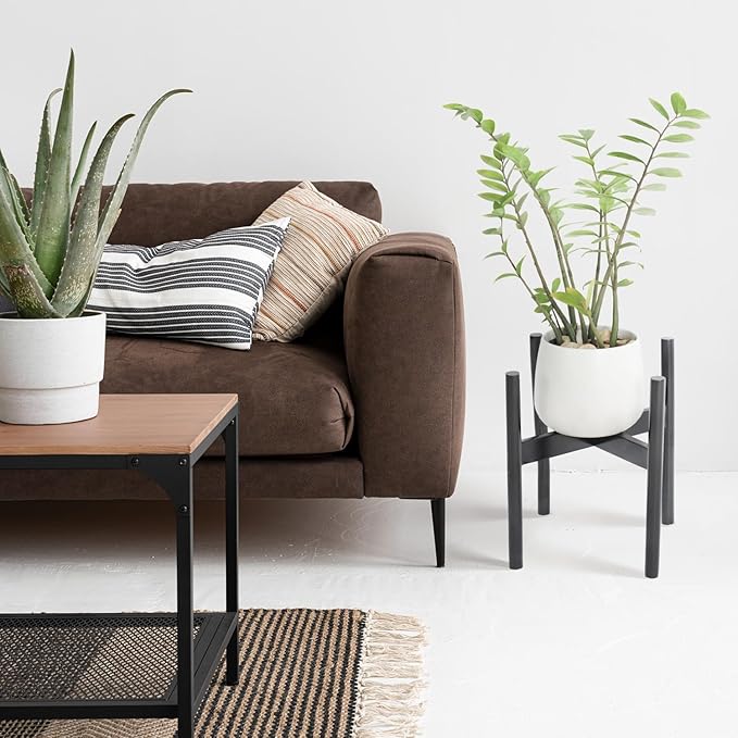 Wood 11.9" x 12.5" Plant Stand Indoor Outdoor, Wooden Single Floor Plant Pot Holder, Natural Plant Stand, Assembly Required (Excluding Potted Plants)