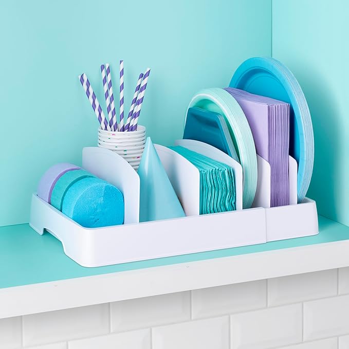 YouCopia StoraLid Food Container Lid Organizer, Expandable with Tall Dividers, White