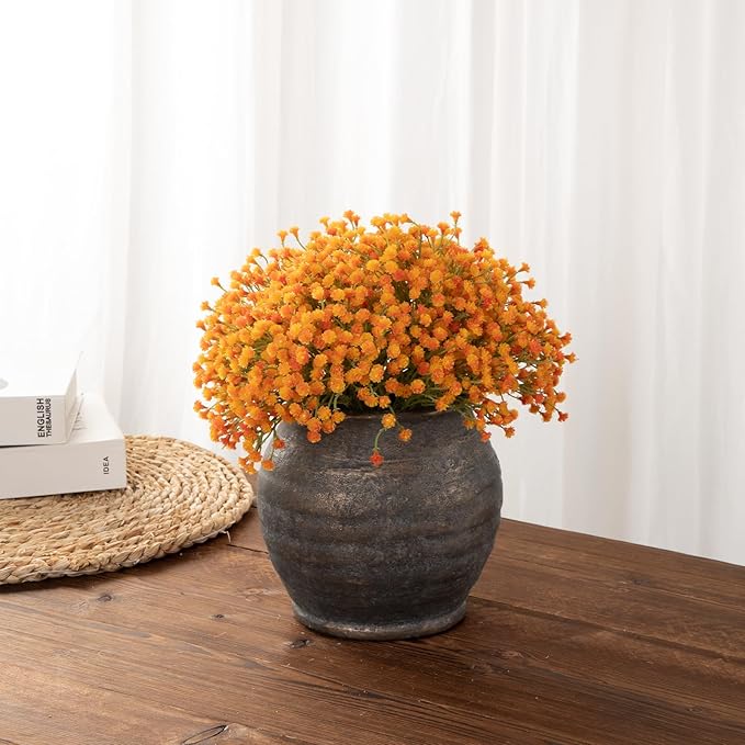 Briful 5.91'' Large Ceramic Rustic Vase Shabby Vintage Textured Vase, 4.72'' Wide Mouth Pampas Jar Vase Pottery for Fake Flowers Branches, Farmhouse Home Décor, Weddings Shelf Table Decor, Brown