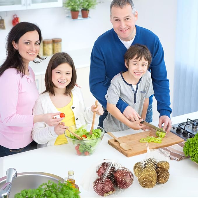 100 Pcs Reusable Mesh Produce Bags, 20 Inch Seafood Boil Bags for Crab with 100 Loop Closures, Onion Potato Storage Net Bag for Vegetables Fruits Seafood