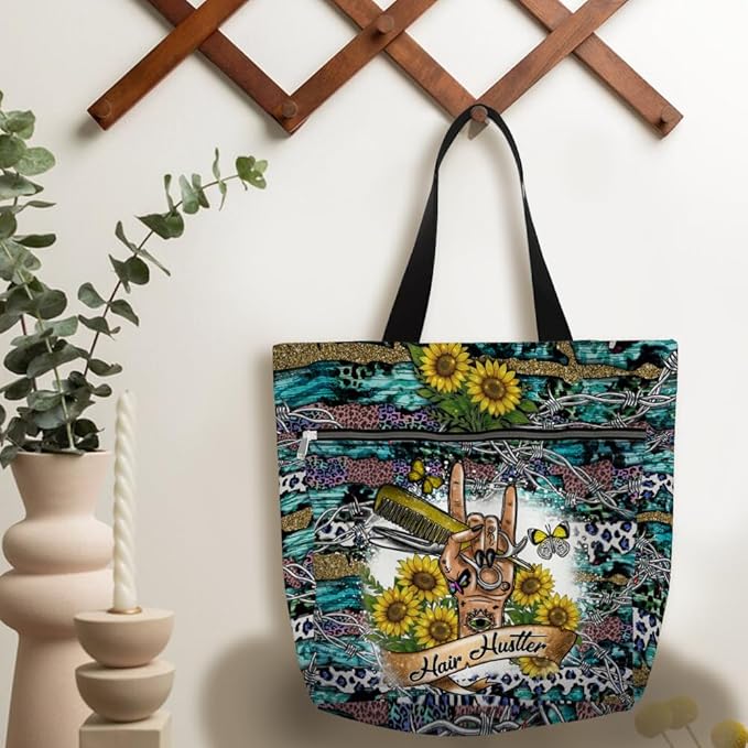 Aesthetic Tote Bag with Zipper & Pockets, Thoughtful Shoulder Bag Gift for Grandma and Women on the Go