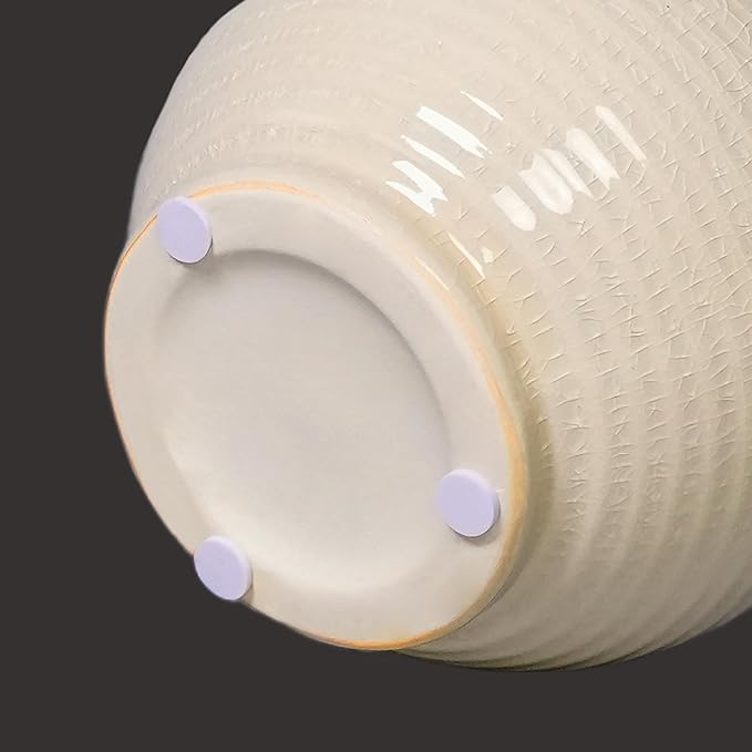 Sunddo White Ceramic Vase 6 Inch - Small Modern Flower Vase for Home Decor, Decorative Vases with Handle, Boho & Minimalist, Living Room Cabinet Table Centerpieces Wedding Beige