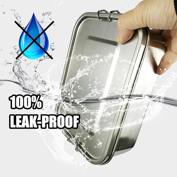 UPTRUST Leak Proof Stainless Steel Bento Container for Lunch, 40oz Bento Lunch Box for Kids or Adults, 3 Compartment Packing Box for Meal Fruit Snack (40OZ/1200ML)