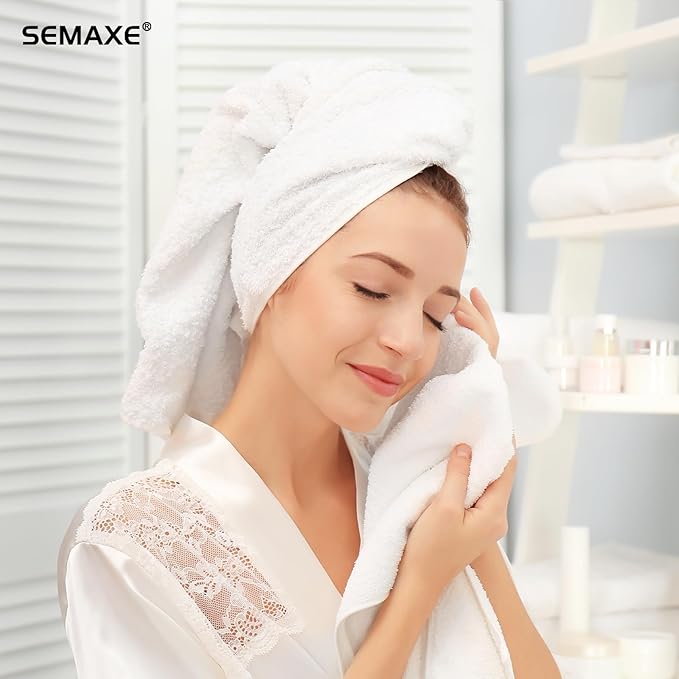 SEMAXE 100% Cotton Hand Towel for Bathroom, White Hand Towels with Hanging Loops, Hotel Spa Quality Absorbent Towels, 27" L x 16" W, 4 Pack Hand Towels, Gift Box Packaging