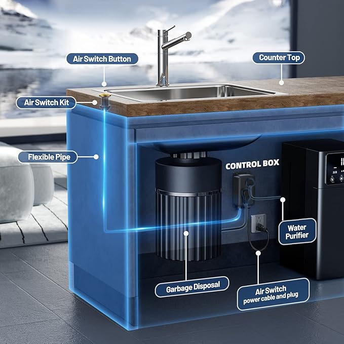 Garbage Disposal Air Switch Kit, Professional Dual Outlet, Solid Brass Cover in Brushed Gold, UL Listed Sink Top Button, Compatible with Moen Faucets