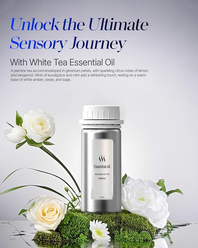 Waterless Diffuser for Home Large Room,Essential Oil Diffusers with 2000 Sq.Ft Coverage,Cordless Battery Operated Diffuser,Hotel Scent Diffusers Starter Kit for Bedroom/Office/Spa/App, Silver