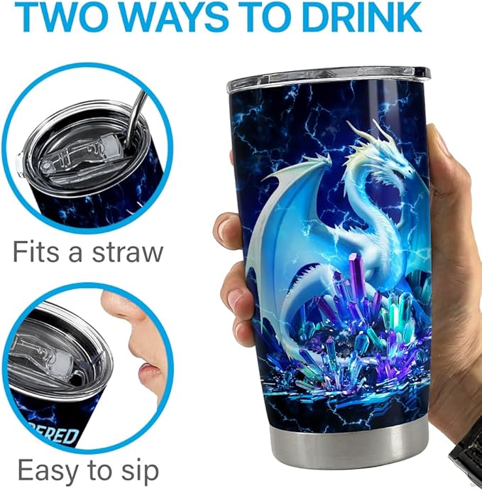 Dragon Tumbler 20oz Stainless Steel Insulated Coffee Travel Mug Cup for Women Mom Wife Dragon Gifts for Birthday Christmas Mother Day