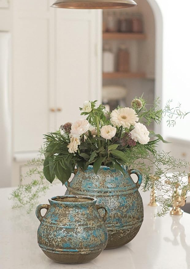 Hollyone Blue Ceramic Planters 5.7 Inch Large Vintage Ceramic Pots for Plants Indoor Outdoor Plant Planters Fit Mid Century Succulent Plant Stand Flower Pot Home Decor