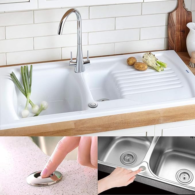 Garbage Disposal Air Switch Kit Dual Outlet Sink Top Waste Disposal Long Stainless Steel Brush Nickel On/Off Air Button Food and Waste Disposals Part by Etoolcity